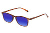 Profile View of Perry Ellis PEBX57 Designer Polarized Sunglasses with Custom Cut Blue Mirror Lenses in Gloss Tortoise Havana Marble Unisex Panthos Full Rim Acetate 50 mm