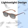 Lightweight Construction Illustration of Perry Ellis PEBX57 Designer Polarized Reading Sunglasses with Custom Cut Powered Smoke Grey Lenses in Gloss Tortoise Havana Marble Unisex Panthos Full Rim Acetate 50 mm