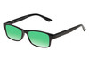 Perry Ellis PEBX59 Unisex Rectangular Designer Polarized Sunglasses in Gloss Black Marble 50mm CHOOSE LENS COLOR with Custom Cut Green Mirror Lenses