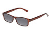 Profile View of Perry Ellis PEBX59 Designer Polarized Sunglasses with Custom Cut Smoke Grey Lenses in Gloss Dark Brown Marble Unisex Rectangular Full Rim Acetate 50 mm