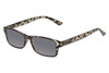 Profile View of Perry Ellis PEBX59 Designer Polarized Sunglasses with Custom Cut Smoke Grey Lenses in Gloss Grey Tortoise Havana Marble Unisex Rectangular Full Rim Acetate 50 mm