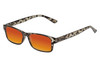 Profile View of Perry Ellis PEBX59 Designer Polarized Sunglasses with Custom Cut Red Mirror Lenses in Gloss Grey Tortoise Havana Marble Unisex Rectangular Full Rim Acetate 50 mm