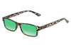 Perry Ellis PEBX59 Unisex Rectangular Designer Polarized Sunglasses in Gloss Grey Tortoise Havana Marble 50mm CHOOSE LENS COLOR with Custom Cut Green Mirror Lenses