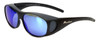 Montana Designer Fitover Sunglasses F01H in Matte Black & Polarized Blue Mirror Lens