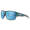 Profile View of Suncloud Range Polarized Sunglasses Unisex Square Acetate Classic Wrap in Crystal Marine with Polar Aqua Mirror