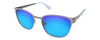 Profile View of Converse Q204 Designer Polarized Sunglasses with Custom Cut Blue Mirror Lenses in Light Blue Silver Unisex Oval Full Rim Stainless Steel 52 mm