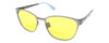 Profile View of Converse Q204 Designer Polarized Reading Sunglasses with Custom Cut Powered Sun Flower Yellow Lenses in Light Blue Silver Unisex Oval Full Rim Stainless Steel 52 mm