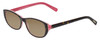 Profile View of Eyebobs Hanky Panky Designer Polarized Sunglasses with Custom Cut Amber Brown Lenses in Dark Tortoise Brown Gold Crystal Pink Ladies Cateye Full Rim Acetate 52 mm