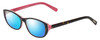 Profile View of Eyebobs Hanky Panky Designer Polarized Sunglasses with Custom Cut Blue Mirror Lenses in Dark Tortoise Brown Gold Crystal Pink Ladies Cateye Full Rim Acetate 52 mm