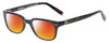 Profile View of John Varvatos V343 Designer Polarized Sunglasses with Custom Cut Red Mirror Lenses in Gloss Black Unisex Classic Full Rim Acetate 47 mm