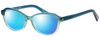 Profile View of Eyebobs CPA 2738-59 Designer Polarized Sunglasses with Custom Cut Blue Mirror Lenses in Blue Green Crystal Fade Unisex Cateye Full Rim Acetate 51 mm