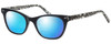 Profile View of Eyebobs Florence 2746-00 Designer Polarized Reading Sunglasses with Custom Cut Powered Blue Mirror Lenses in Black Crystal Ladies Cateye Full Rim Acetate 47 mm