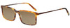 Profile View of Eyebobs Gus 3155-19 Designer Polarized Reading Sunglasses with Custom Cut Powered Amber Brown Lenses in Matte Tortoise Havana Brown Gold Mens Rectangle Full Rim Acetate 57 mm