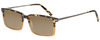 Profile View of Eyebobs Gus 3155-77 Designer Polarized Sunglasses with Custom Cut Amber Brown Lenses in Tortoise Amber Fade Gunmetal Mens Rectangle Full Rim Acetate 57 mm