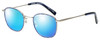 Profile View of Eyebobs Inside 3174-10 Designer Polarized Sunglasses with Custom Cut Blue Mirror Lenses in Blue Silver Unisex Square Full Rim Metal 48 mm