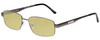 Profile View of Enhance EN3858 Designer Polarized Reading Sunglasses with Custom Cut Powered Sun Flower Yellow Lenses in Gunmetal Silver Mens Rectangle Full Rim Metal 59 mm