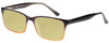 Profile View of Enhance EN4038 Designer Polarized Reading Sunglasses with Custom Cut Powered Sun Flower Yellow Lenses in Brown Gradient Crystal Mens Classic Full Rim Acetate 60 mm