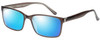 Profile View of Enhance EN4038 Designer Polarized Sunglasses with Custom Cut Blue Mirror Lenses in Dark Grey Crystal Mens Classic Full Rim Acetate 60 mm