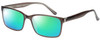 Profile View of Enhance EN4038 Designer Polarized Reading Sunglasses with Custom Cut Powered Green Mirror Lenses in Dark Grey Crystal Mens Classic Full Rim Acetate 60 mm