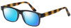 Profile View of Enhance EN4064 Designer Polarized Sunglasses with Custom Cut Blue Mirror Lenses in Black Tortoise Havana Mens Retro Full Rim Acetate 58 mm