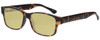 Profile View of Enhance EN4075 Designer Polarized Reading Sunglasses with Custom Cut Powered Sun Flower Yellow Lenses in Matte Tortoise Havana Brown Gold Mens Classic Full Rim Acetate 60 mm