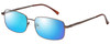 Profile View of Enhance EN4106 Designer Polarized Sunglasses with Custom Cut Blue Mirror Lenses in Brown Mens Rectangle Full Rim Metal 60 mm