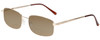 Profile View of Enhance EN4106 Designer Polarized Reading Sunglasses with Custom Cut Powered Amber Brown Lenses in Gold Mens Rectangle Full Rim Metal 60 mm