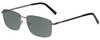 Profile View of Enhance EN4161 Designer Polarized Reading Sunglasses with Custom Cut Powered Smoke Grey Lenses in Gunmetal Black Mens Rectangle Full Rim Metal 60 mm