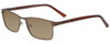 Profile View of Enhance EN4172 Designer Polarized Sunglasses with Custom Cut Amber Brown Lenses in Matte Brown Mens Rectangle Full Rim Metal 59 mm