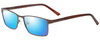 Profile View of Enhance EN4172 Designer Polarized Sunglasses with Custom Cut Blue Mirror Lenses in Matte Brown Mens Rectangle Full Rim Metal 59 mm