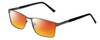 Profile View of Enhance EN4172 Designer Polarized Sunglasses with Custom Cut Red Mirror Lenses in Matte Gunmetal Black Mens Rectangle Full Rim Metal 59 mm