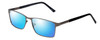 Profile View of Enhance EN4172 Designer Polarized Sunglasses with Custom Cut Blue Mirror Lenses in Matte Gunmetal Black Mens Rectangle Full Rim Metal 59 mm