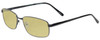 Profile View of Enhance EN4182 Designer Polarized Reading Sunglasses with Custom Cut Powered Sun Flower Yellow Lenses in Satin Black Mens Rectangle Full Rim Metal 60 mm