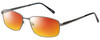 Profile View of Enhance EN4182 Designer Polarized Sunglasses with Custom Cut Red Mirror Lenses in Satin Gunmetal Black Mens Rectangle Full Rim Metal 60 mm