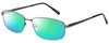 Profile View of Enhance EN4182 Designer Polarized Reading Sunglasses with Custom Cut Powered Green Mirror Lenses in Satin Gunmetal Black Mens Rectangle Full Rim Metal 60 mm