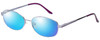 Profile View of Jubilee J5877 Designer Polarized Sunglasses with Custom Cut Blue Mirror Lenses in Purple Mens Oval Full Rim Metal 59 mm