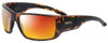 Profile View of Smith Optics Transfer XL Designer Polarized Sunglasses with Custom Cut Red Mirror Lenses in Matte Tortoise Brown Gold Unisex Sport Full Rim Acetate 67 mm
