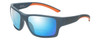 Profile View of Smith Optics Outback Designer Polarized Reading Sunglasses with Custom Cut Powered Blue Mirror Lenses in Matte Thunder Grey Mens Sport Full Rim Acetate 59 mm