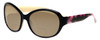 Profile View of Vera Bradley Anna Designer Polarized Reading Sunglasses with Custom Cut Powered Amber Brown Lenses in Black Olivia Pink Ladies Oversized Full Rim Acetate 56 mm