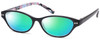 Profile View of Vera Bradley Adalynn Designer Polarized Reading Sunglasses with Custom Cut Powered Green Mirror Lenses in Black Pink Blue Alpine Floral Ladies Cateye Full Rim Acetate 49 mm