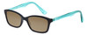 Profile View of Vera Bradley Meryl Designer Polarized Sunglasses with Custom Cut Amber Brown Lenses in Black Crystal Blue Camo Floral Ladies Rectangle Full Rim Acetate 47 mm