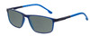 Profile View of Santini Mavaldi  Designer Polarized Reading Sunglasses with Custom Cut Powered Smoke Grey Lenses in Matte Blue Unisex Classic Full Rim Acetate 55 mm