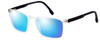 Profile View of Santini Mavaldi  Designer Polarized Reading Sunglasses with Custom Cut Powered Blue Mirror Lenses in Matte Crystal Black Unisex Classic Full Rim Acetate 54 mm