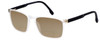 Profile View of Santini Mavaldi  Designer Polarized Reading Sunglasses with Custom Cut Powered Amber Brown Lenses in Matte Crystal Black Unisex Classic Full Rim Acetate 54 mm