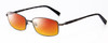 Profile View of John Varvatos V150-GUN Designer Polarized Sunglasses with Custom Cut Red Mirror Lenses in Antique Gun Metal Unisex Rectangle Full Rim Metal 56 mm