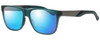 Profile View of Smith Optics LOWDOWN STEEL Designer Polarized Reading Sunglasses with Custom Cut Powered Blue Mirror Lenses in Matte Green Unisex Cateye Full Rim Acetate 56 mm