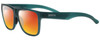 Profile View of Smith Optics LOWDOWN XL 2 Designer Polarized Sunglasses with Custom Cut Red Mirror Lenses in Matte Green Unisex Square Full Rim Acetate 60 mm