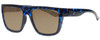 Profile View of Smith Optics THE COMEBACK Designer Polarized Sunglasses with Custom Cut Amber Brown Lenses in Blue Havana Tortoise Unisex Square Full Rim Acetate 58 mm