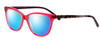 Profile View of Vera Bradley Molly Designer Polarized Sunglasses with Custom Cut Blue Mirror Lenses in Alpine Floral Crystal Red Purple Pink Ladies Cateye Full Rim Acetate 54 mm