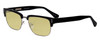 Profile View of Ernest Hemingway H4836-MBK Designer Polarized Reading Sunglasses with Custom Cut Powered Sun Flower Yellow Lenses in Matte Black Gun Metal Silver Unisex Classic Full Rim Metal 53 mm